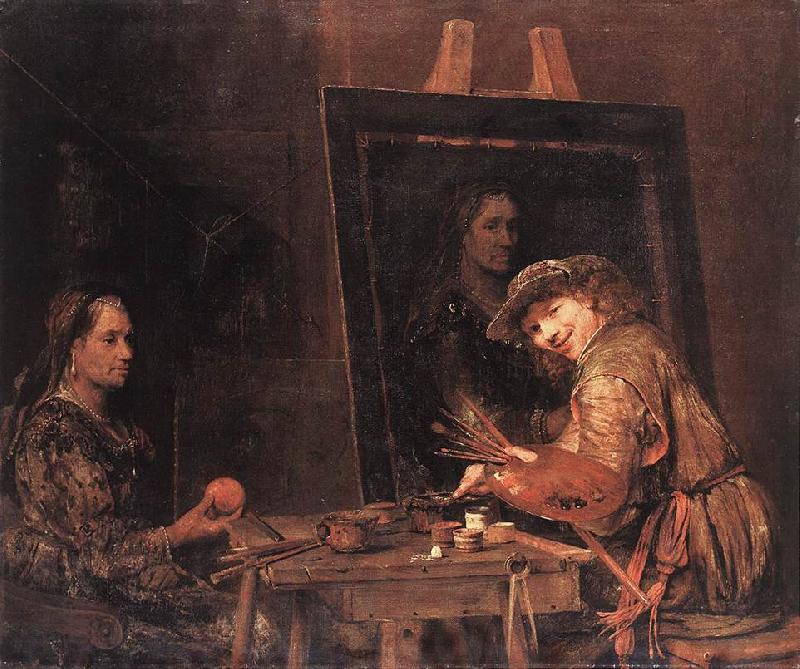 GELDER, Aert de Self-Portrait at an Easel Painting an Old Woman  sgh China oil painting art